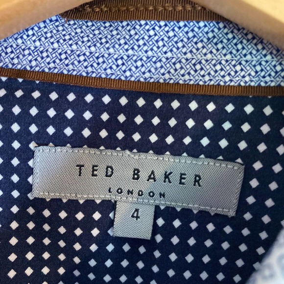 Ted Baker London Sz 4 Button Up Shirt Long Sleeve Flip Cuff Dress Shirt Pattern - Picture 3 of 9